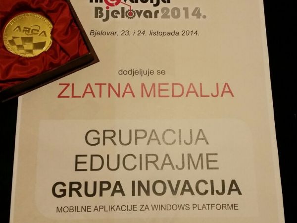 Zlatna medalja za EducirajMe na Sajmu inovacija u Bjelovaru